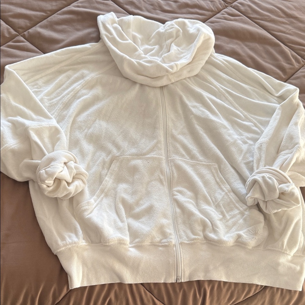Aerie White Zip-Up Hoodie
